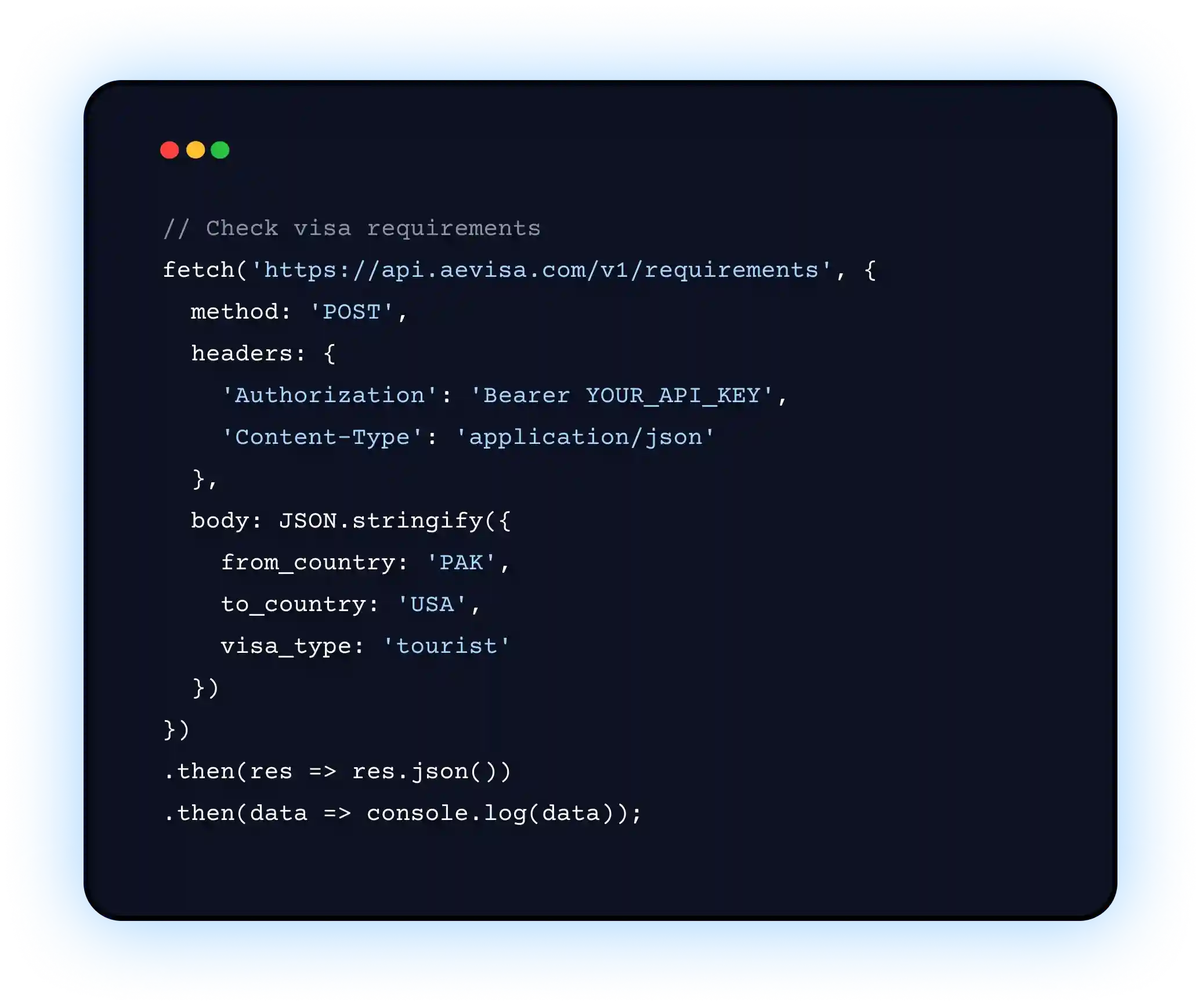 Developer API Snippet